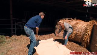 Fat Young German Blonde With Saggy Natural Tits Fucks On A Farm.