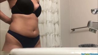 Curvy teen before and after shower