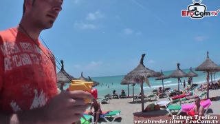 German skinny 18yo teen flirt and pick up at mallorca beach*