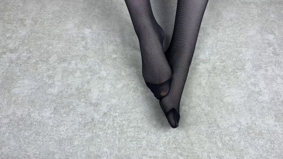 Beautiful Mistress Loves To Caress Her Legs In Black Nylon Pantyhose