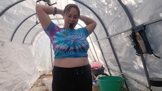 Chubby Girl Getting Naked Out In The Greenhouse