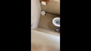 blonde glasses girl in the toilet. hidden cam