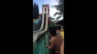 Accidental nudity on the water slide