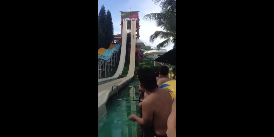 Accidental nudity on the water slide