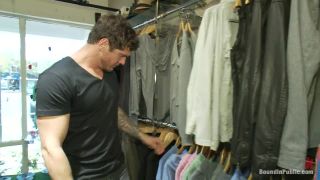 Cocky stud gets gangbanged in a clothing store public Parker London,