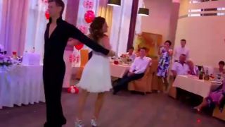 Acrobatic wedding dance reveals  panties