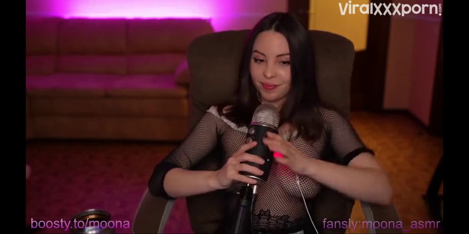 Moona ASMR Moona ASMR shared a Fansly ASMR video teasing in sexy black fishnet outfit and lingerie  asmr