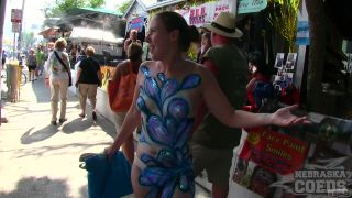 Nude Girls With Only Body Paint Out In Public On The Streets Of Fantasy Fest 2018 Key West Florida BBW!