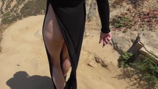 Shy Goth Exhibitionist Beach Trek High Cut Gown