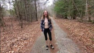 Cute Country Girl Walking Down Country Road Flashing Her Tits And Pussy