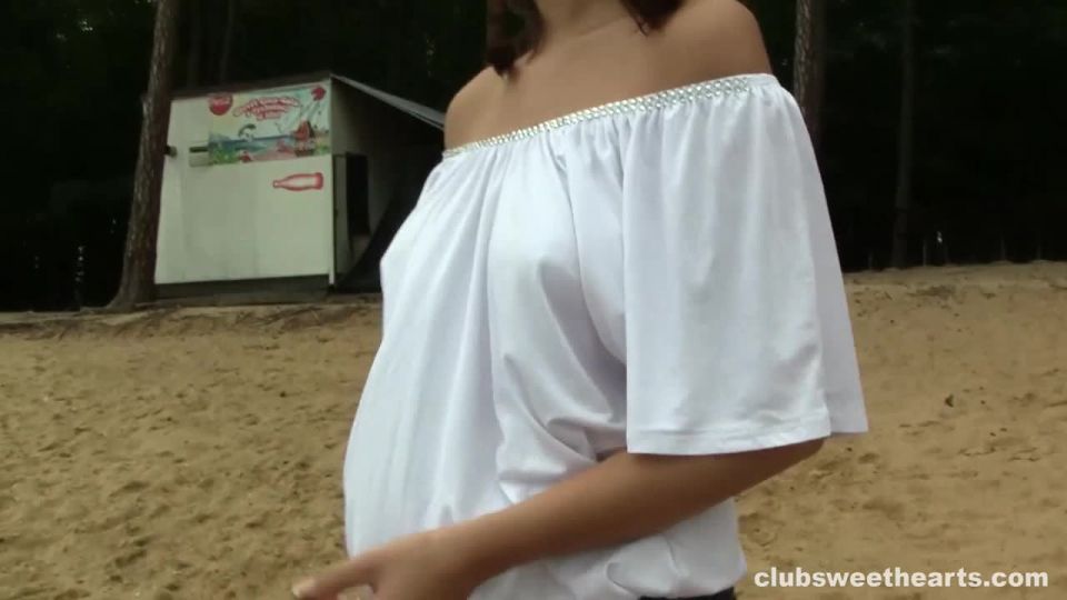 Rita shows her big boobs outdoors solo 