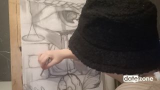 Amateur Artist Oils Her Perky Boobs