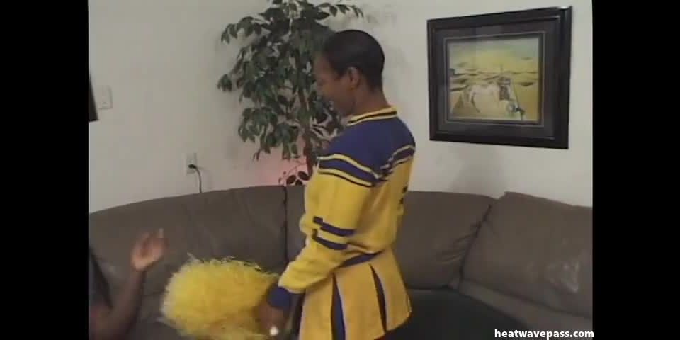 Ebony Cheerleader Sporting Hairy Pussy Black!