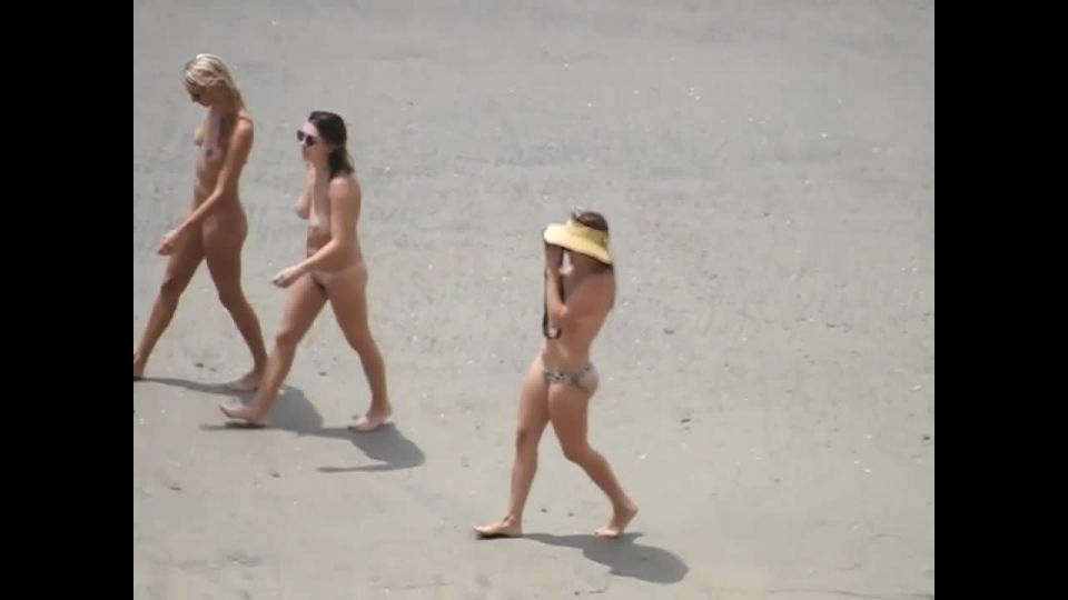 Nudist ladies walking and posing for photos