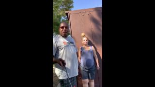 Black guys spanks white girls butt outside