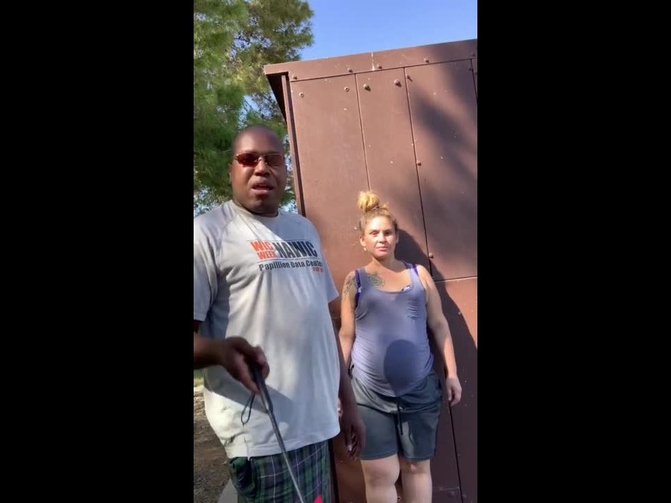 Black guys spanks white girls butt outside