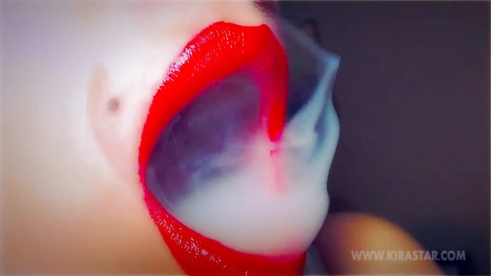 online adult clip 37 small dick femdom Miss Kira Star – Close up Red Lips Smoking, joi fantasy on pov