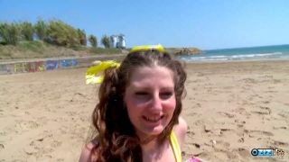 Cute Brunette Babe Tries To Catch Some Sun But Gets Fucked On The Beach 