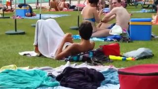 Funny pervert caught by the pool