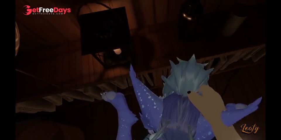 Furry alien fox takes care of a good boy