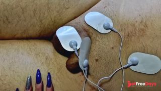 [GetFreeDays.com] Dominatrix Nika plays with electric discharges on the genitals of the slave. Electrostimulation Porn Stream July 2023