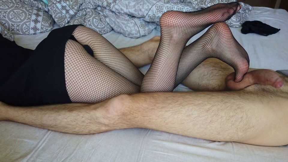 Schoolgirl In Fishnet Pantyhose, Footjob  Xxximmy