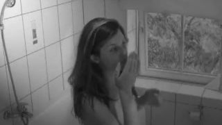 cute girl fingering pussy in the shower. hidden cam