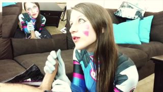 interracial femdom va from overwatch plays with her new joystick until it breaks, handjob on cosplay