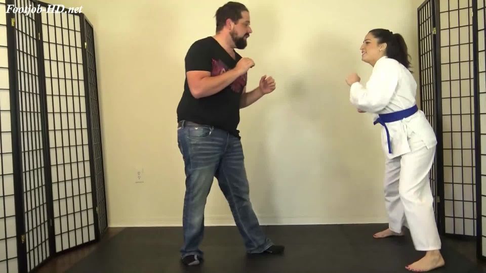 Cleo Earns Her Red Karate Belt – Footjob – Karate Domination(Feet porn)