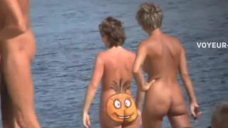 Funny smiling pumpkin on a naked ass Nudism!