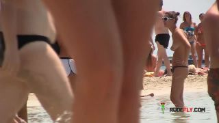 porn clip 47  Stripped To The Waist Strand Voyeur Shots Of Cute Girls Relaxing Themselves, hidden camera on webcam
