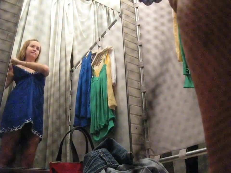 Cute blonde girl in the fitting room. hidden cam