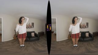 SLIM GIRLFRIEND SLIPS OUT OF HER TARTAN SKIRT AND WHITE CARDIGAN