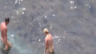 Nudist bathing sea water and blowjob