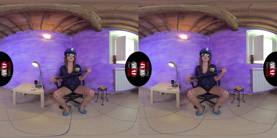 free porn clip 6 [VRFootFetish] Sexy Cop Katy Shows Off Her Fishnet – Clad Feet (Oculus Go) | virtual reality | 3d porn leather glove fetish