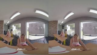 Two Horny Blondes Shares Strong Teacher'S Rod At Classroom VR Porn