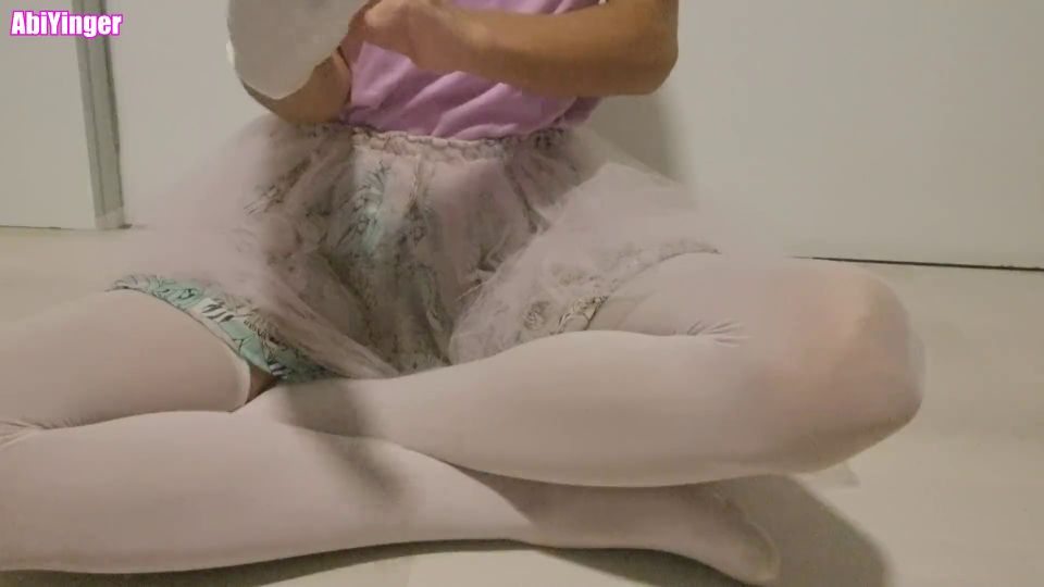 Sissy Jerking Off Her Big Cock Wearing Latex Gloves And A Tutu Dress