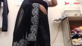 Indian Milf Striping Her Saree and playing with boobs