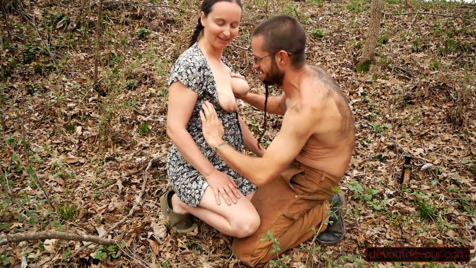 Devoutdevour Fucked Good in the Woods： MILF Takes Cock, Barefoot and Still in Dress, from Hairy Man