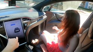 Tinder date  in in a tesla on autopilot xxx