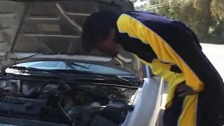 Black Gal Gets Car Fixed, Fucks to Pay Tickling