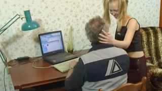 russian papa takes care of his daughter