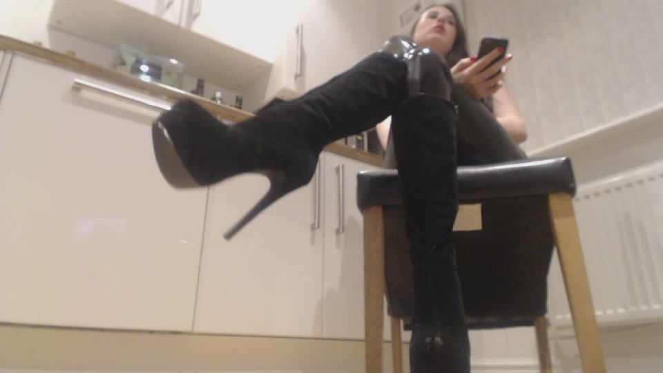 free xxx video 43 fetish fanatic Dominatrix Victoria Black – Worship My Boots Whilst I Ignore You Slave, masturbation instructions on pov