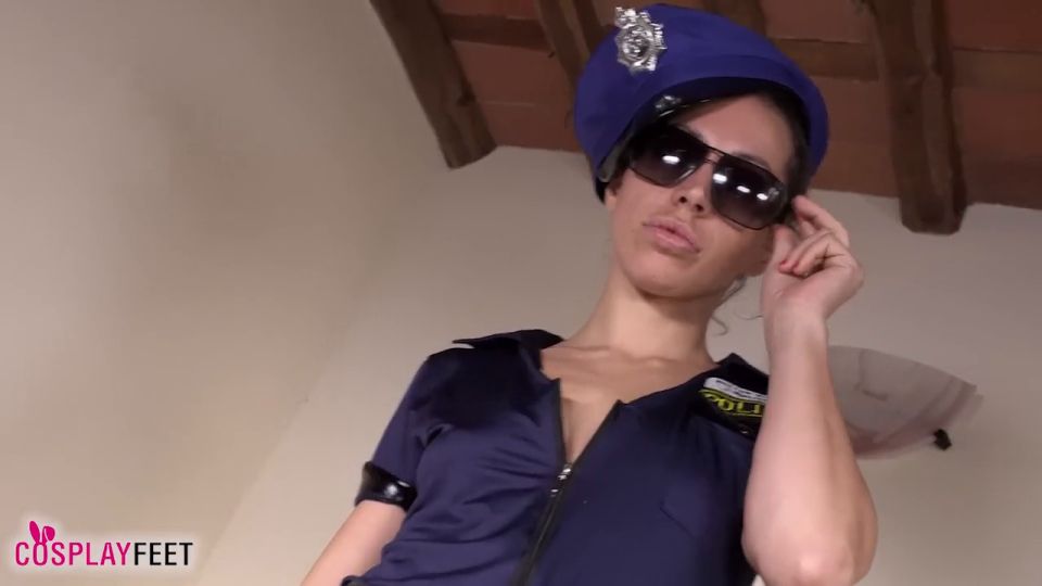 Hot Cop Elettra In Pantyhose Foot Tease Taking Her Boots Off