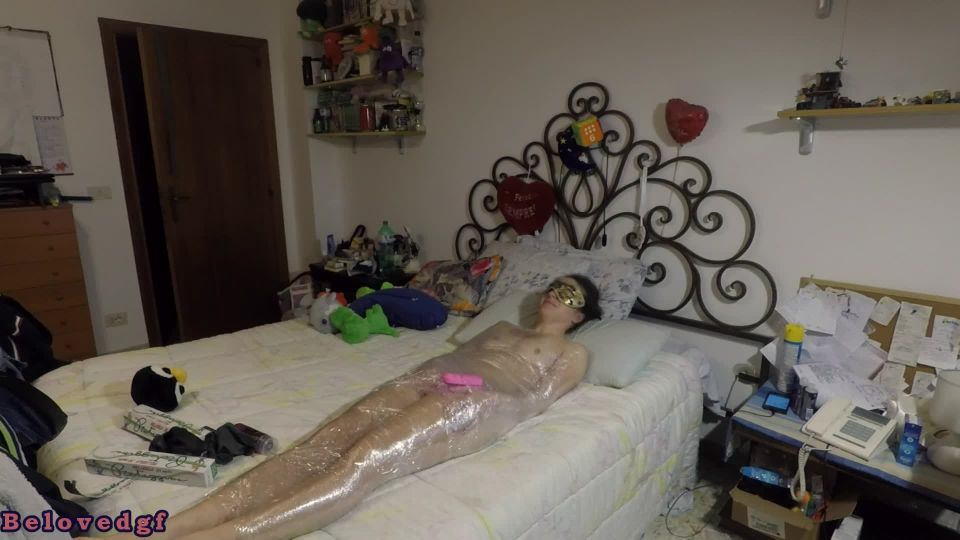 Tickle and orgasm while she is mummified(Fetish porn)