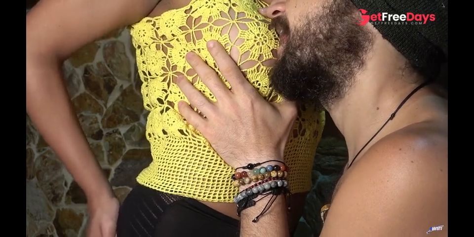 [GetFreeDays.com] Her tits look incredible through this yellow woven blouse. Playing with her boobs n cum on tits Sex Stream March 2023