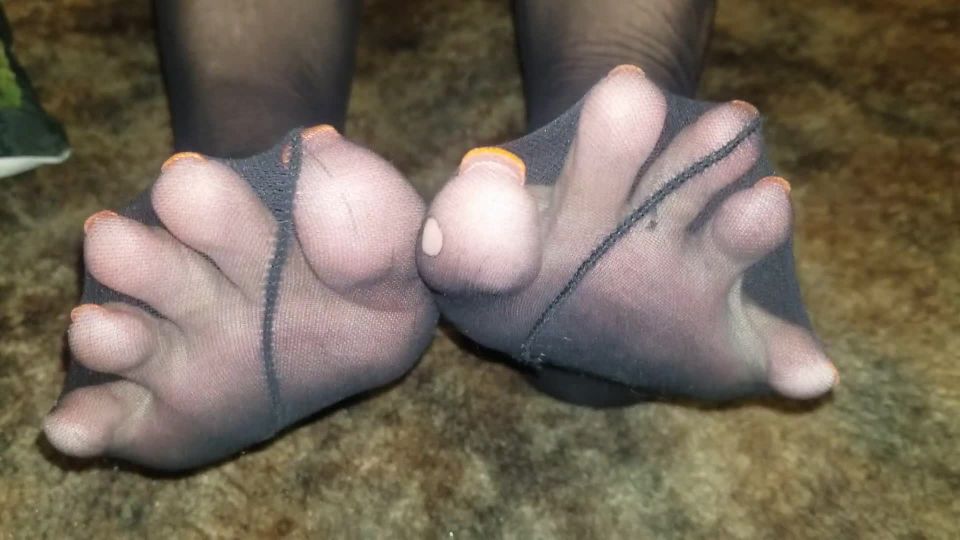 Dirty nylon foot pov
