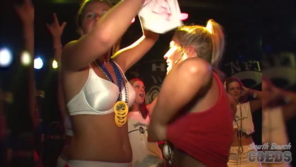 Teen College Girls Doing Their First Wet T-Shirt Contest Ever during Spring Break Key West