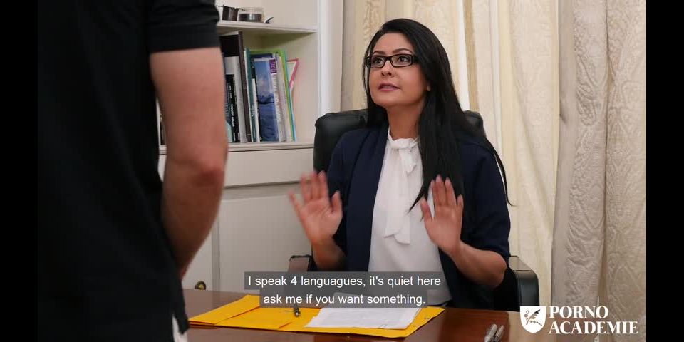 Seductive librarian Mariska seduces student then fucks the principal(Hardcore porn)