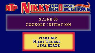 Nikky Thorne , Tina Blade - Cuckold licking Grandpa cum from skinny gi ...